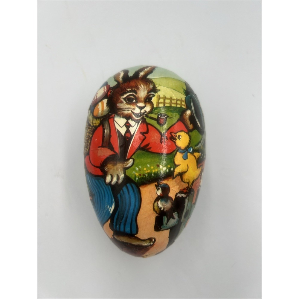 3 Vtg Nesting Papier-Mâché Easter Eggs Rabbits Chickens Western Germany
